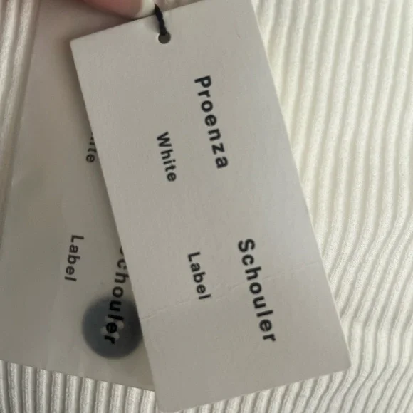 Proenza Schouler Ivory Long Sleeve Button-Front Dress with Black Trim - Picture 5 of 6